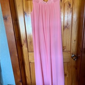 Pink Lace Trim Long Nightgown Vintage Shadowline brand